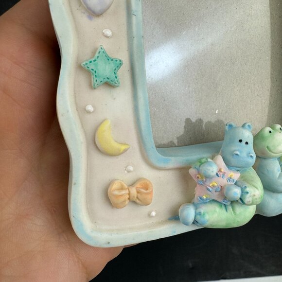 Vtg Russ Baby Nursery Small Ceramic Porcelain Tabletop Pic Photo Frame Pastel - Picture 8 of 12